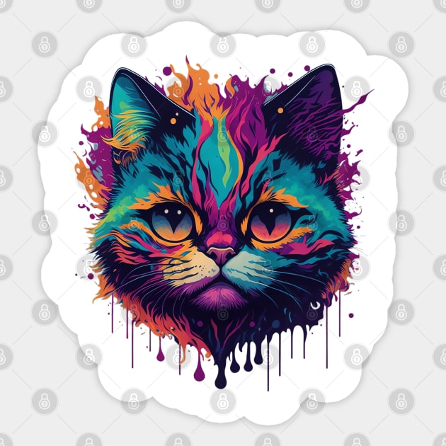 Psychedelic Cat Sticker by SleepySoulArt